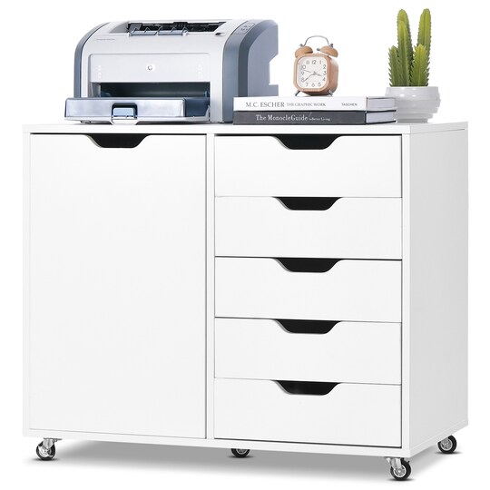 Costway 5-Drawer Chest Rolling Storage Dresser Lateral File Cabinet with Adjustable Shelf, Color: White, Model: SQ65977WHA | Michaels Costway 5-Drawer Chest Rolling Storage Dresser Lateral File Cabinet with Adjustable Shelf, Color: White, Model: SQ65977WHA | Michaels